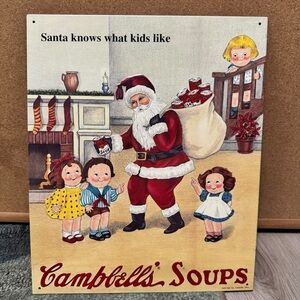 1993 Campbell’s Soup Sign #19 Santa AAA Metal Decor